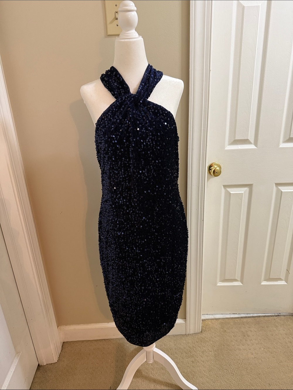 Grace Karin Navy One-Shoulder Sequin Cocktail Dress